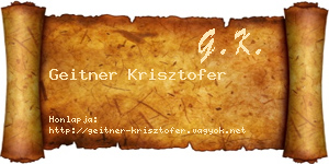 Geitner Krisztofer névjegykártya